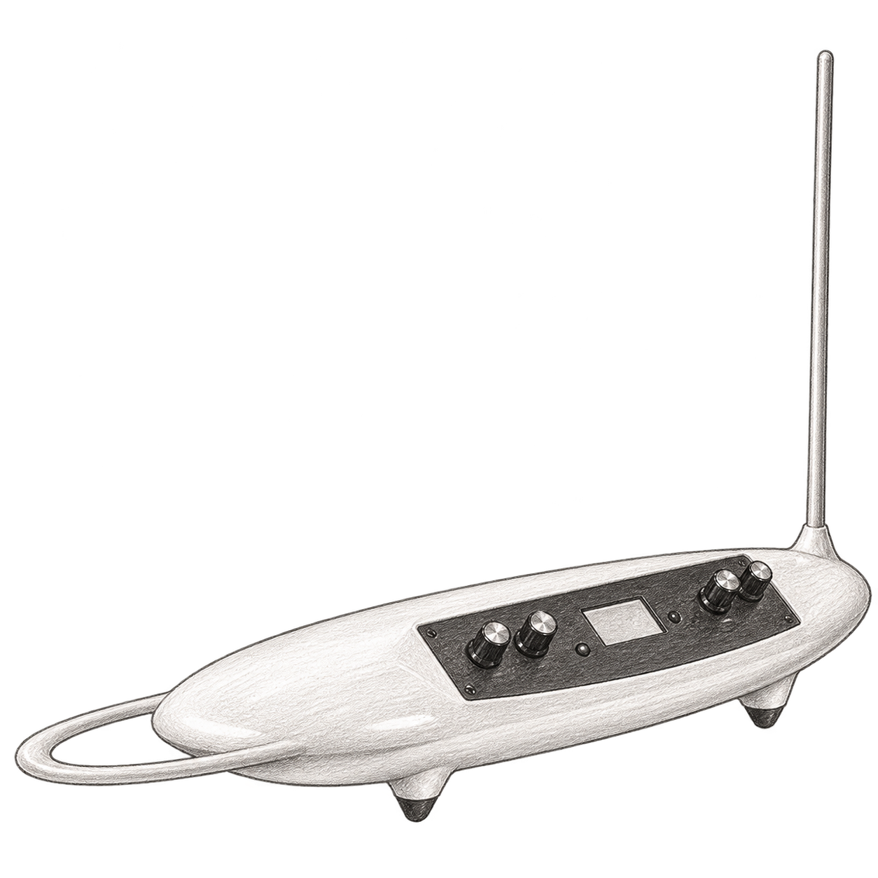 Boceto ilustrativo a lápiz: Theremini