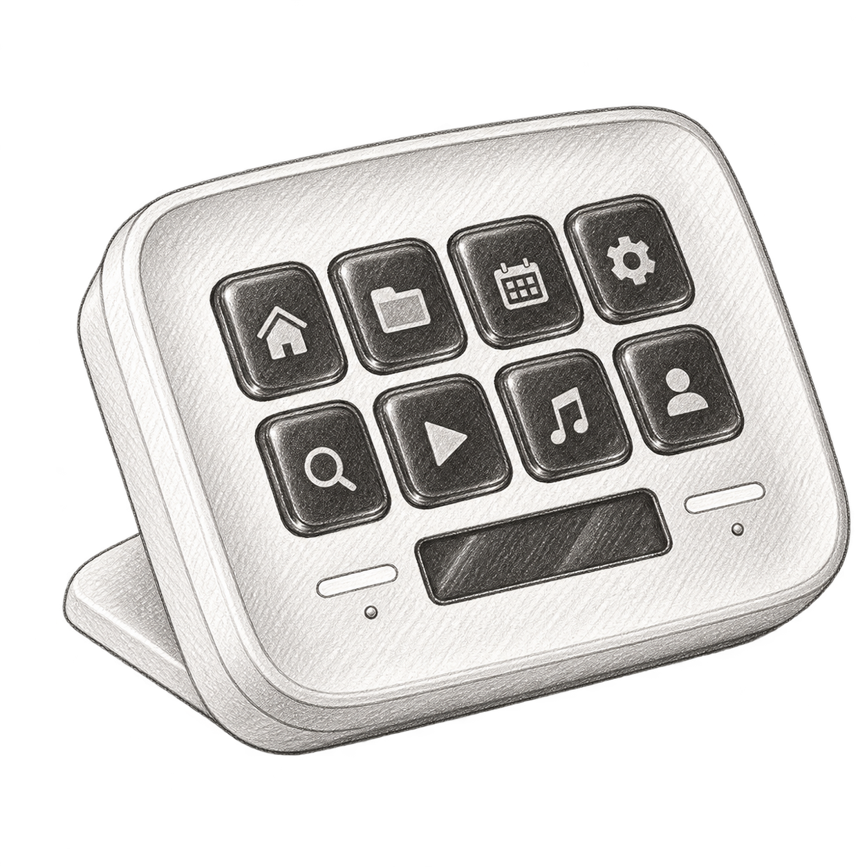 Boceto ilustrativo a lápiz: Stream Deck Neo